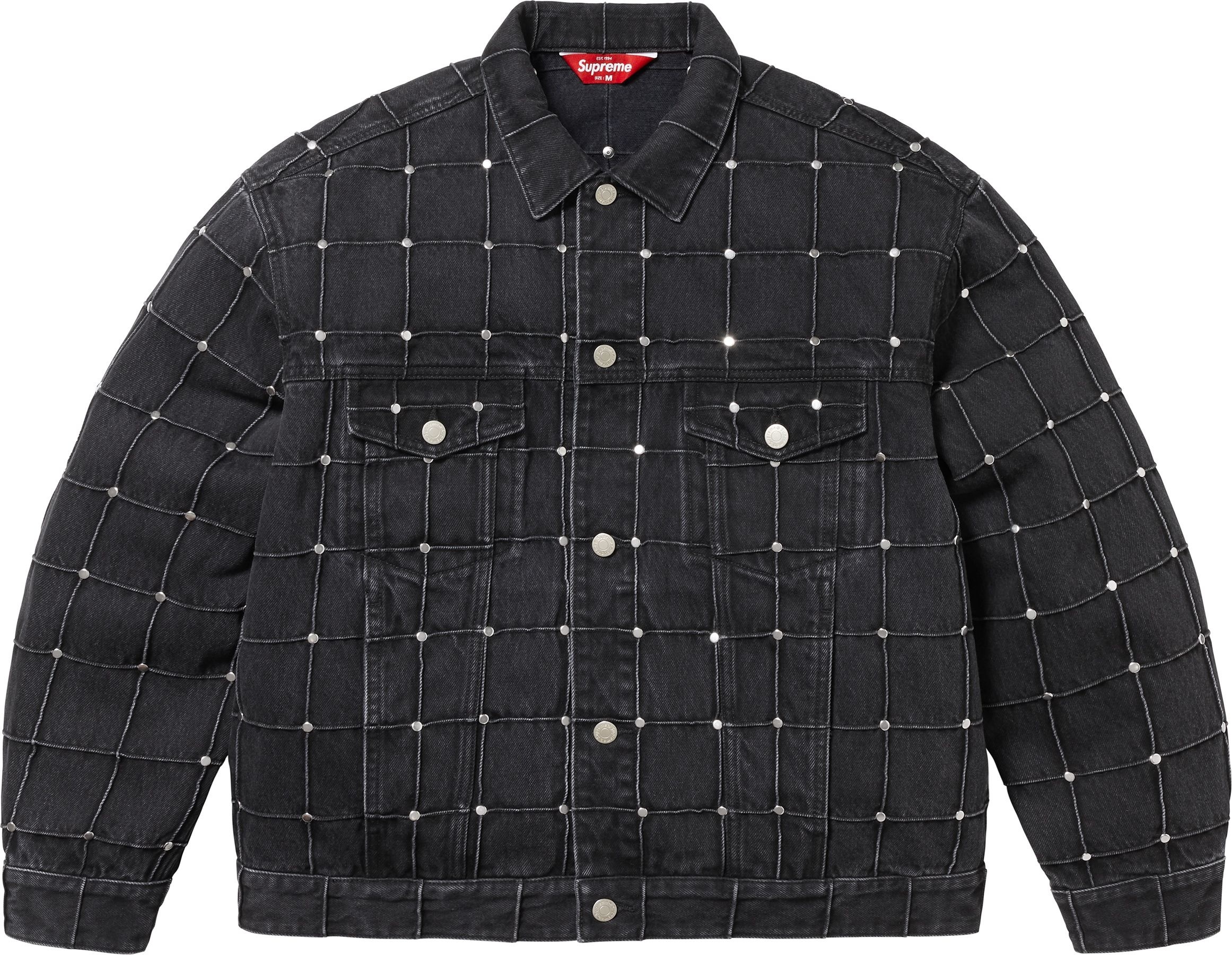 Studded Seam Denim Trucker Jacket view 10